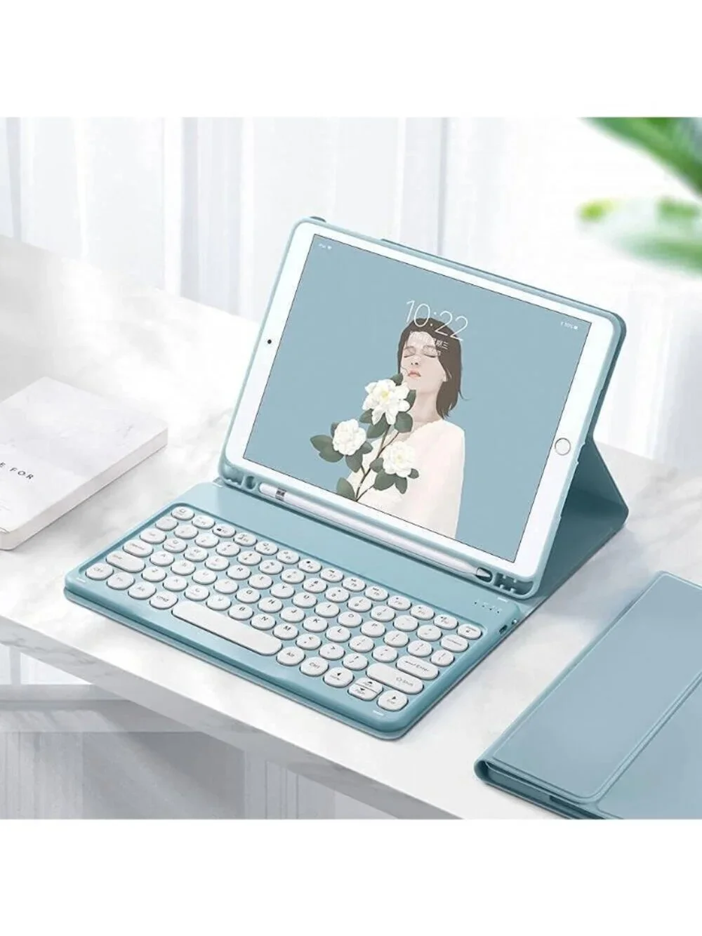 Cute Round Keys Keyboard Case for iPad 10.2